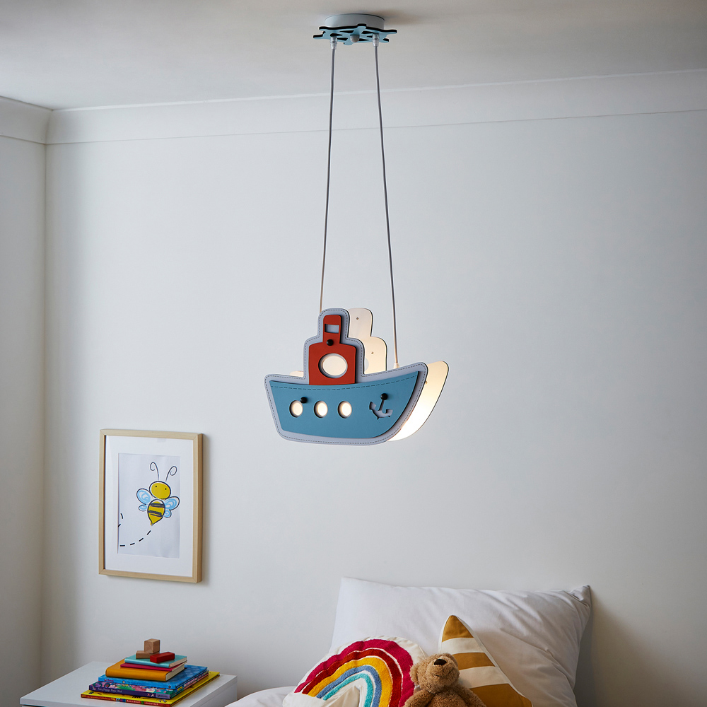 Glow Blue 3D Boat Ceiling Light Image 2