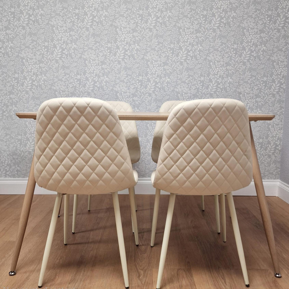 Kosy Koala 4 Seater Faux Leather Dining Set Cream Image 6