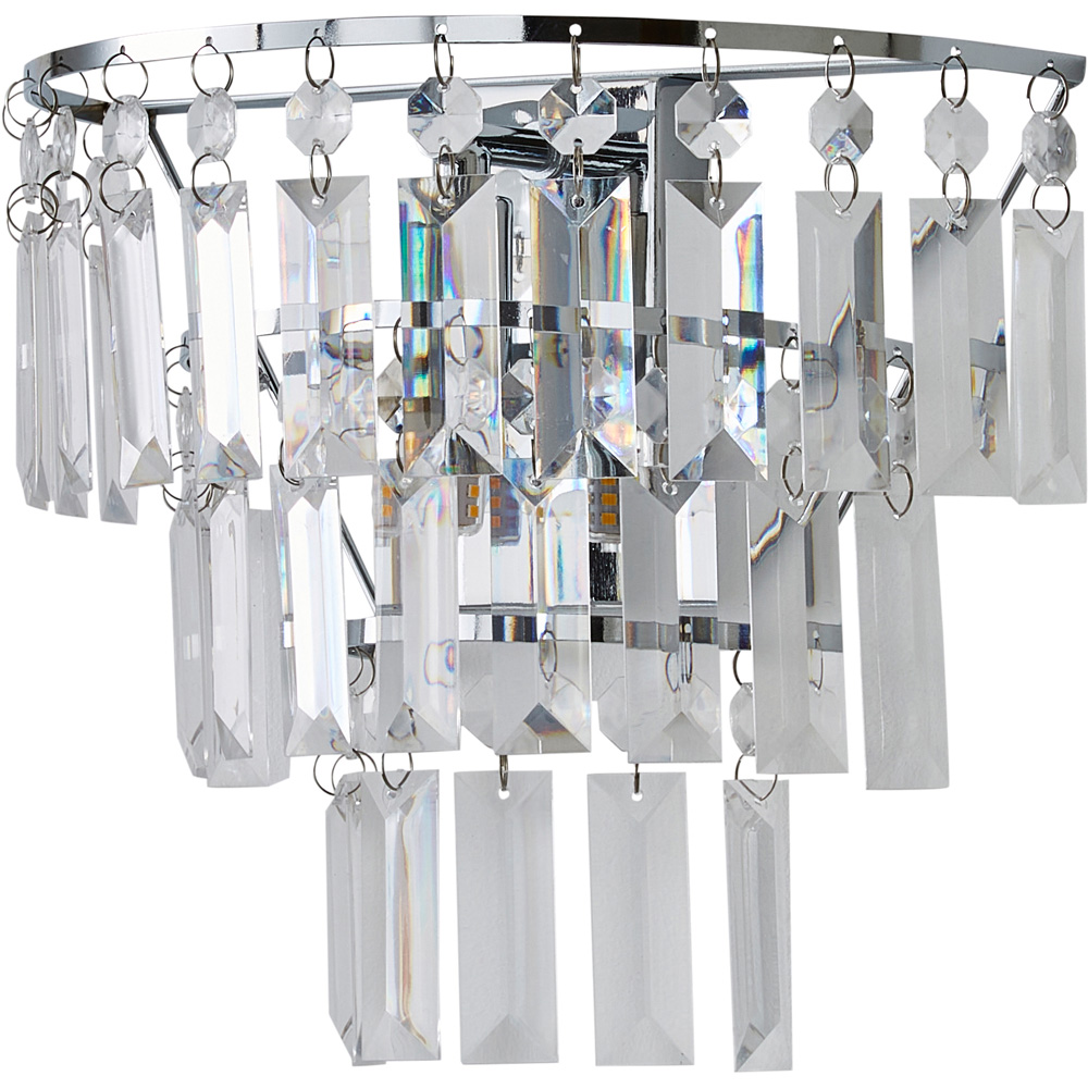 ValueLights Kelsks Clear Acrylic Jewel Droplet Chrome Wall Light with LED Bulb Image 1