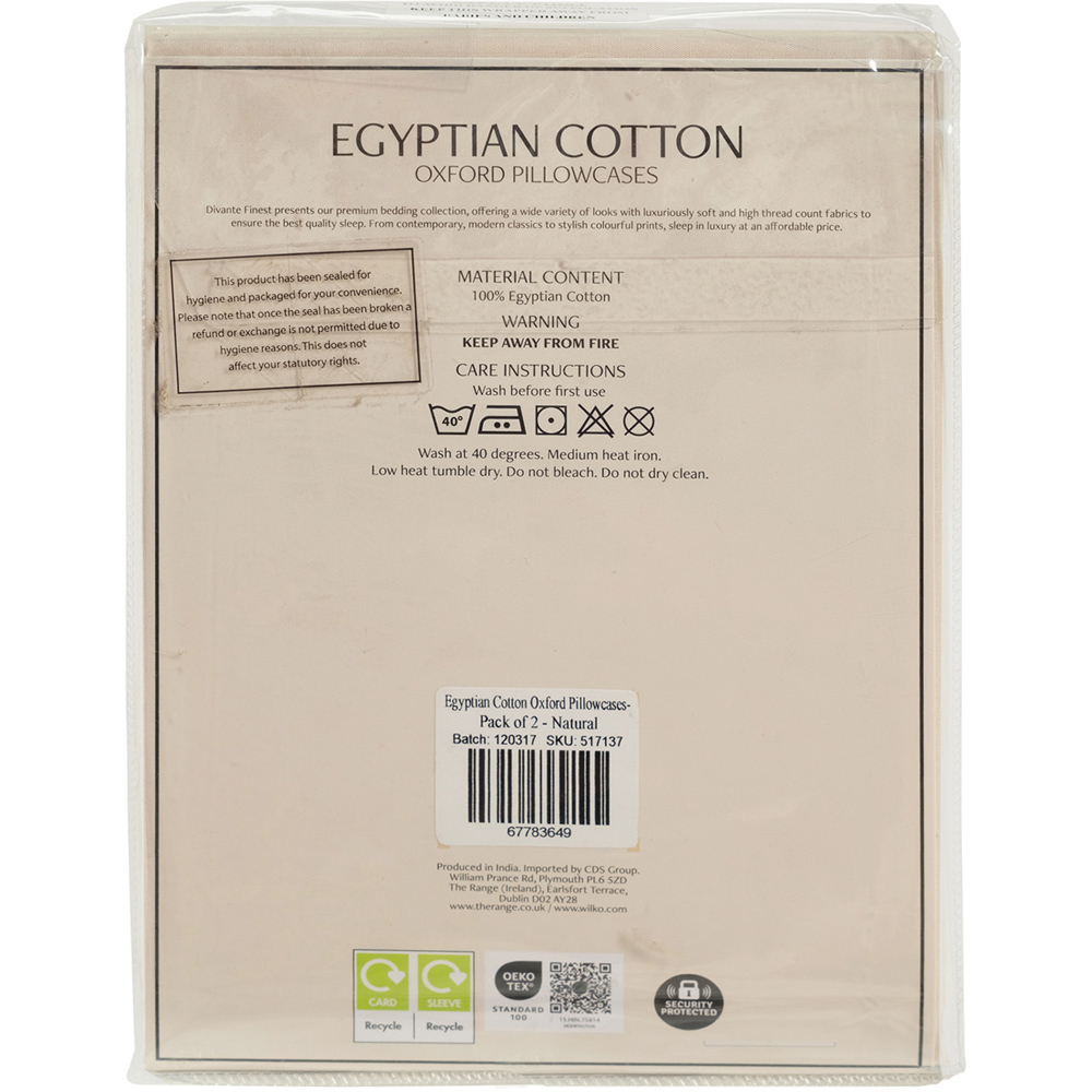 Egyptian Cotton Oxford Pillowcase Pair Natural Image 4