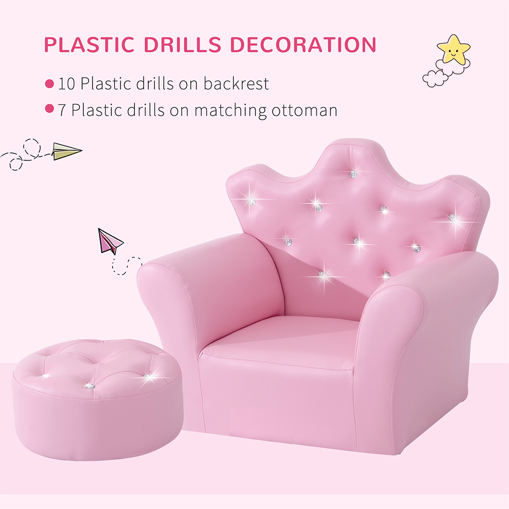 Tommy Toys Pink Kids Armchair and Ottoman Image 5