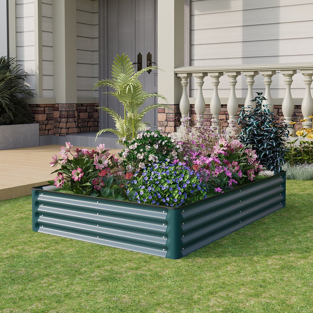 Living and Home Dark Blue Large Rectangular Galvanised Steel Raised Garden Bed 180 x 120cm Image 7