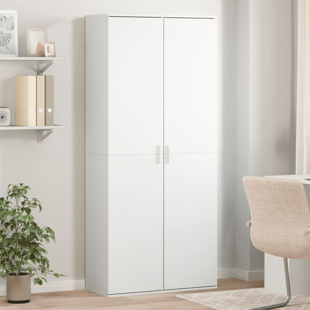 vidaXL 2 Door White Tall Highboard Image 1