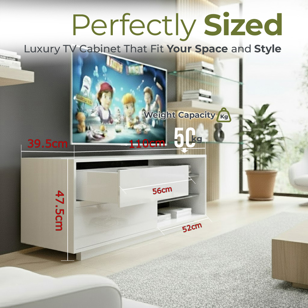 Centurion Supports Gallus 2 Drawer 3 Shelf Gloss White TV Unit Image 9