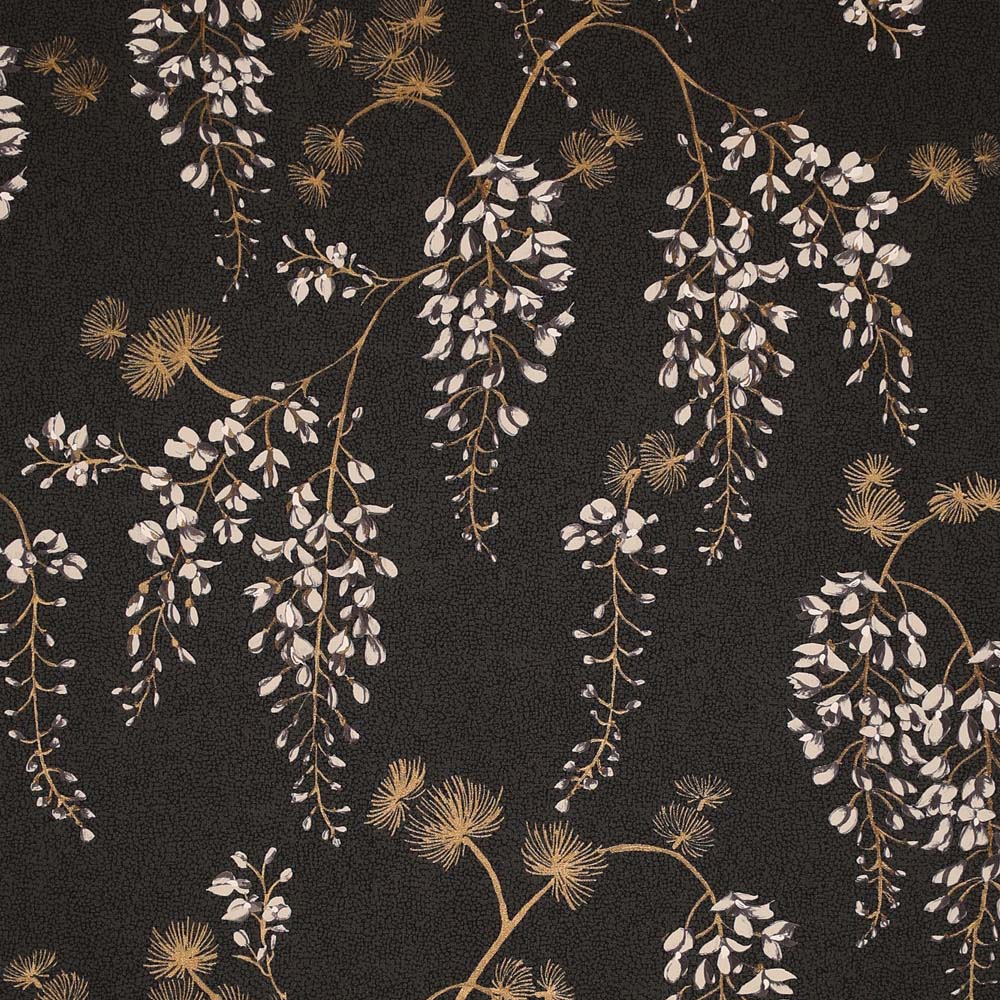 Arthouse Wisteria Floral Black and Gold Wallpaper Image 1