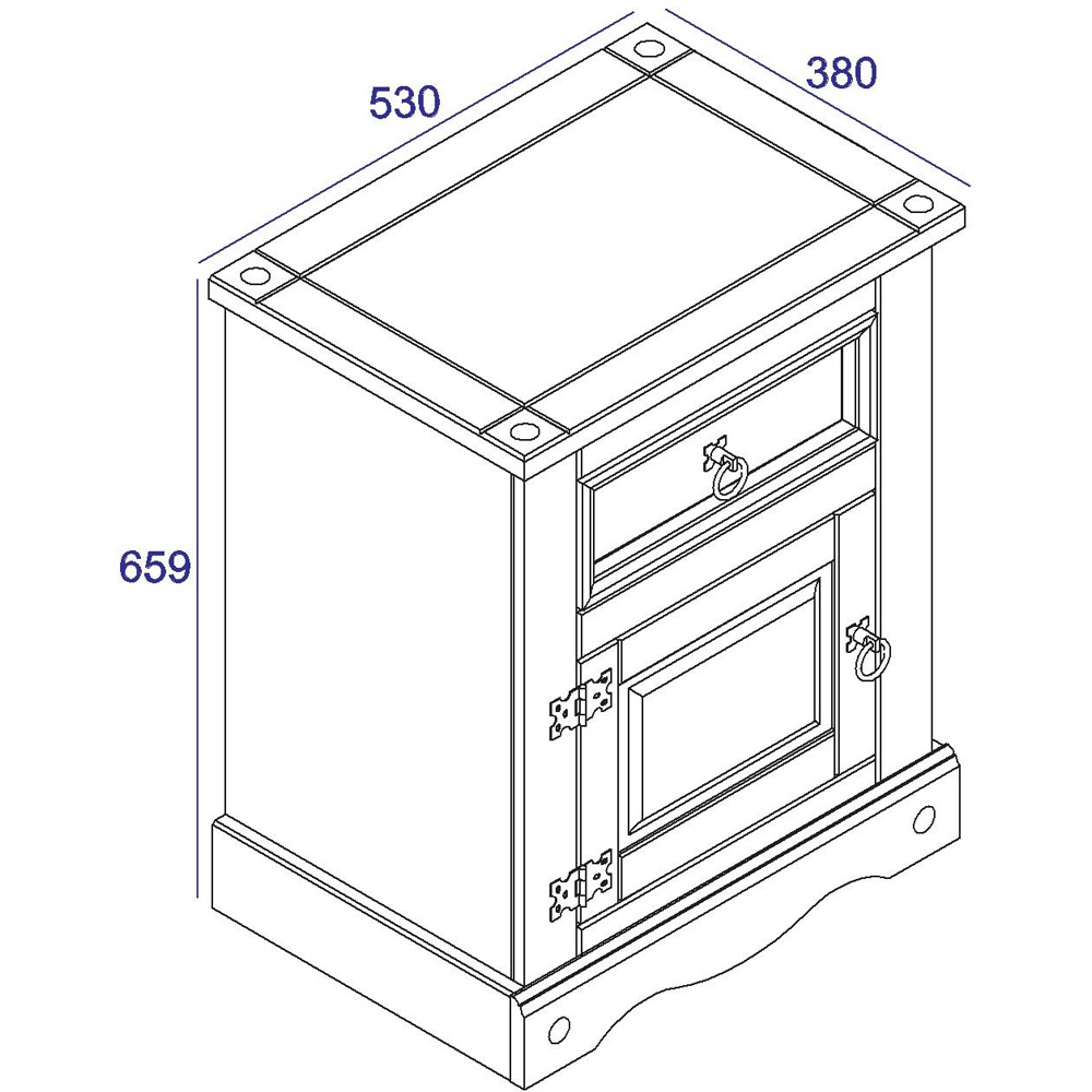 Core Products Corona Single Door Single Drawer Grey Bedside Cabinet Image 6
