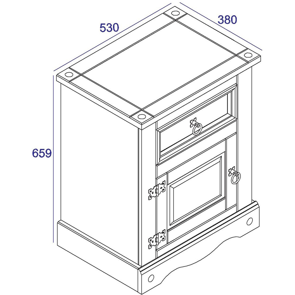 Core Products Corona Single Door Single Drawer Grey Bedside Table Image 7