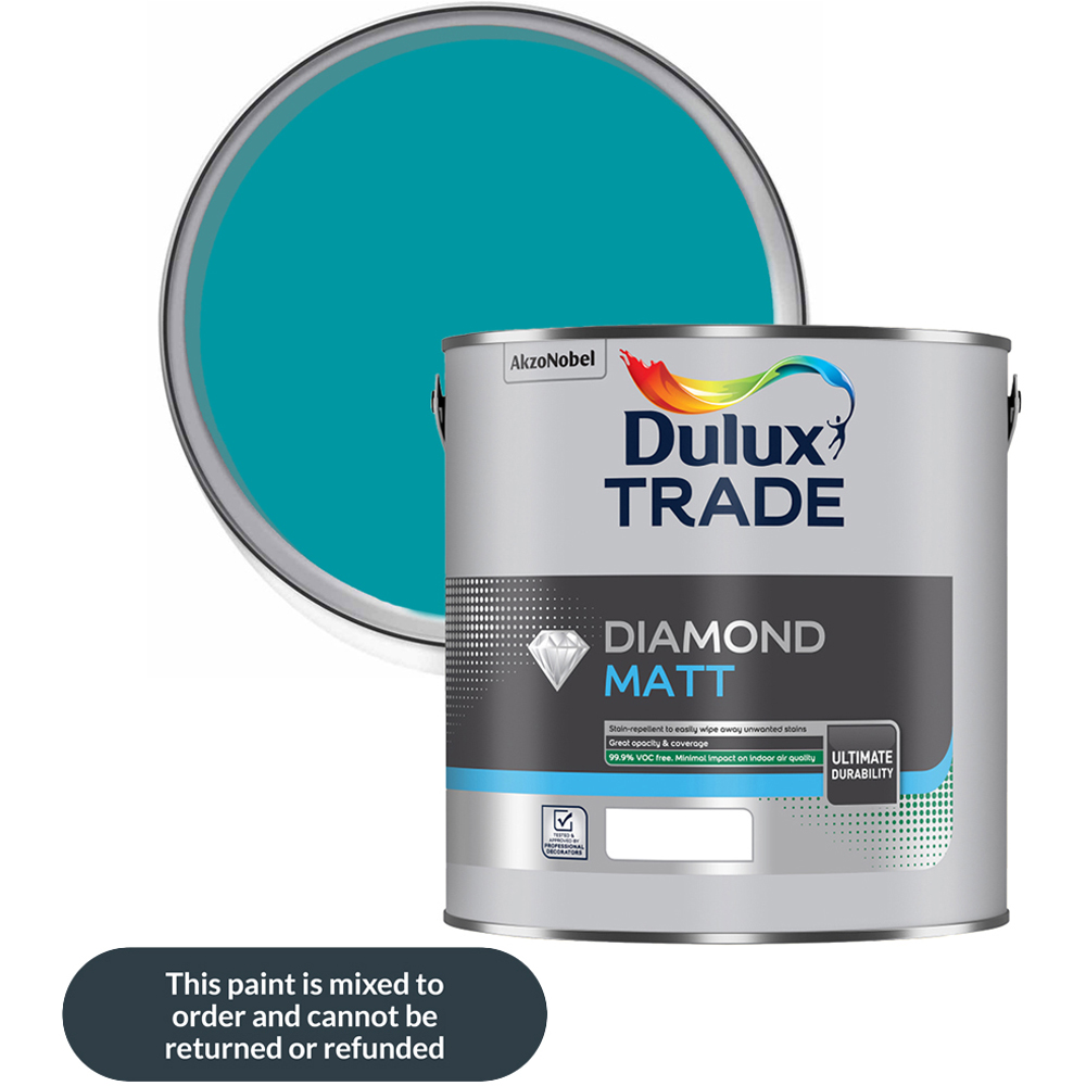 Dulux Trade Teal Touch Walls and Ceilings Diamond Matt Paint 5L Image 1