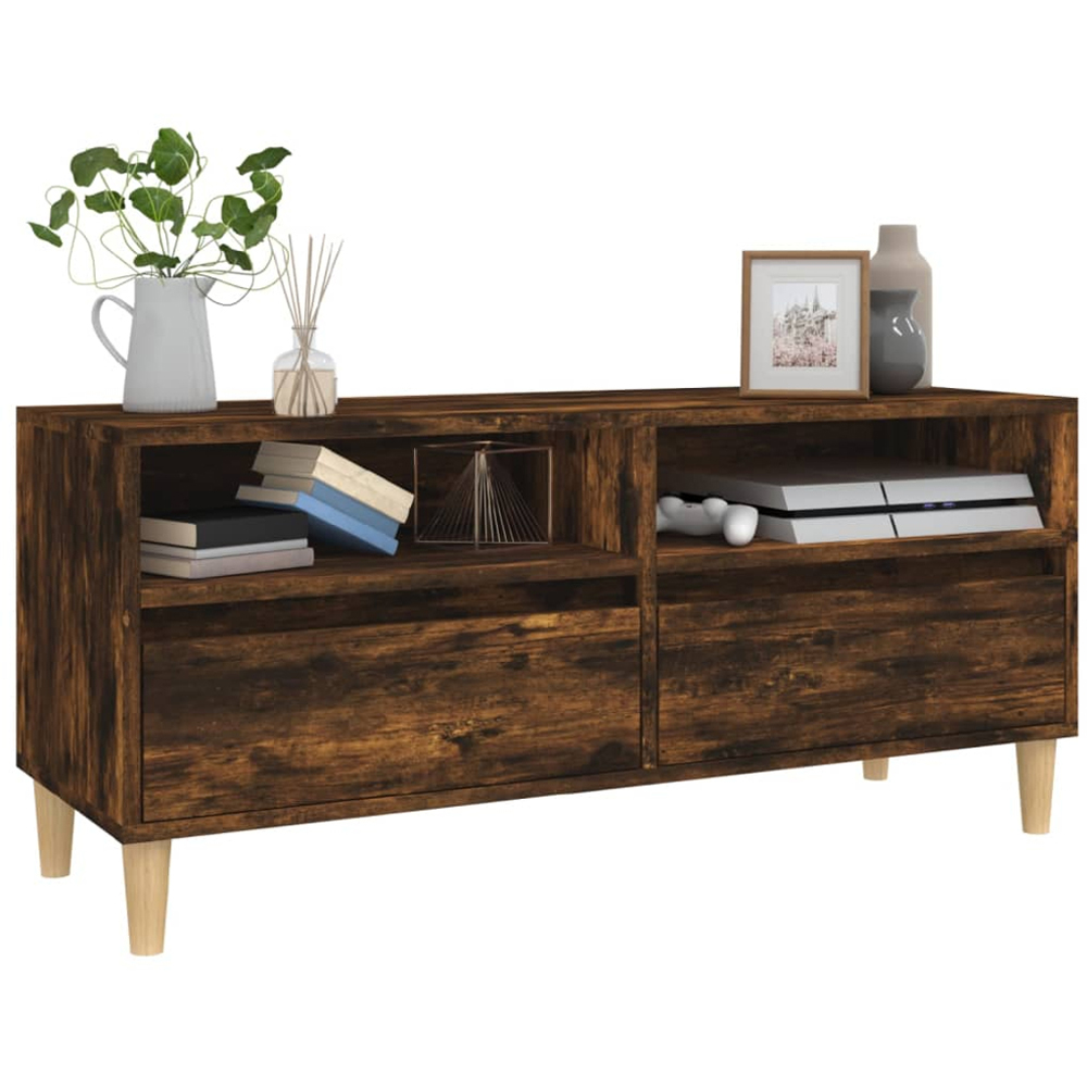 vidaXL 2 Drawer 2 Shelf Smoked Oak TV Cabinet Image 4