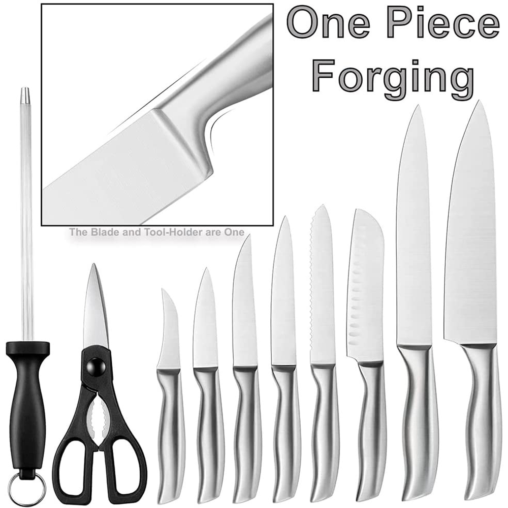 ATEK 16 Piece Kitchen Knife Wooden Block Set with Built-In Sharpener Image 7