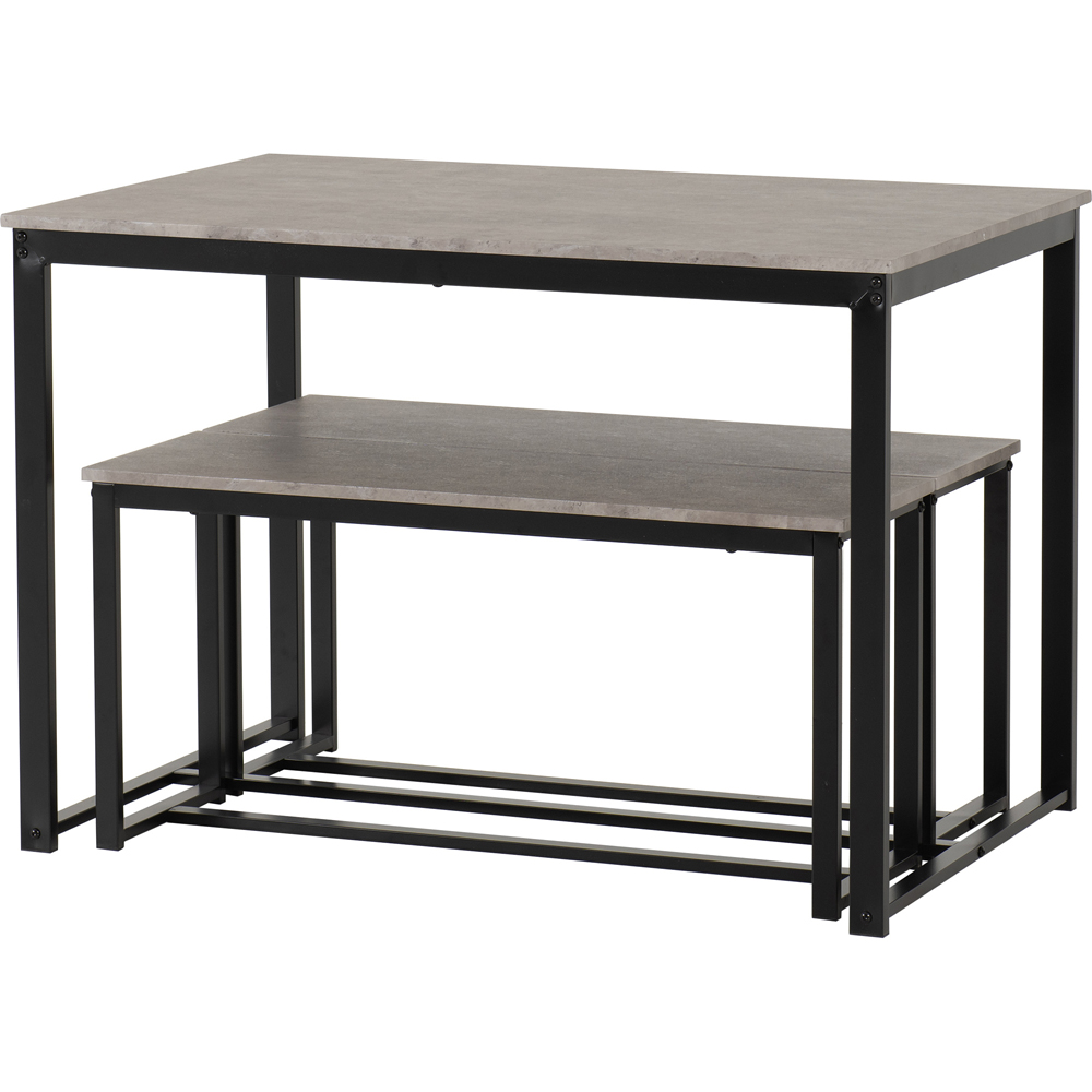Seconique Lincoln 4 Seater Dining Bench Set Stone Effect and Black Image 3