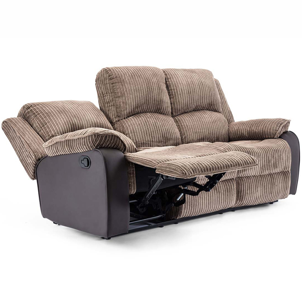 Furniture Online Postana 3 Seater Brown High Back Jumbo Cord Manual Recliner Sofa Image 5