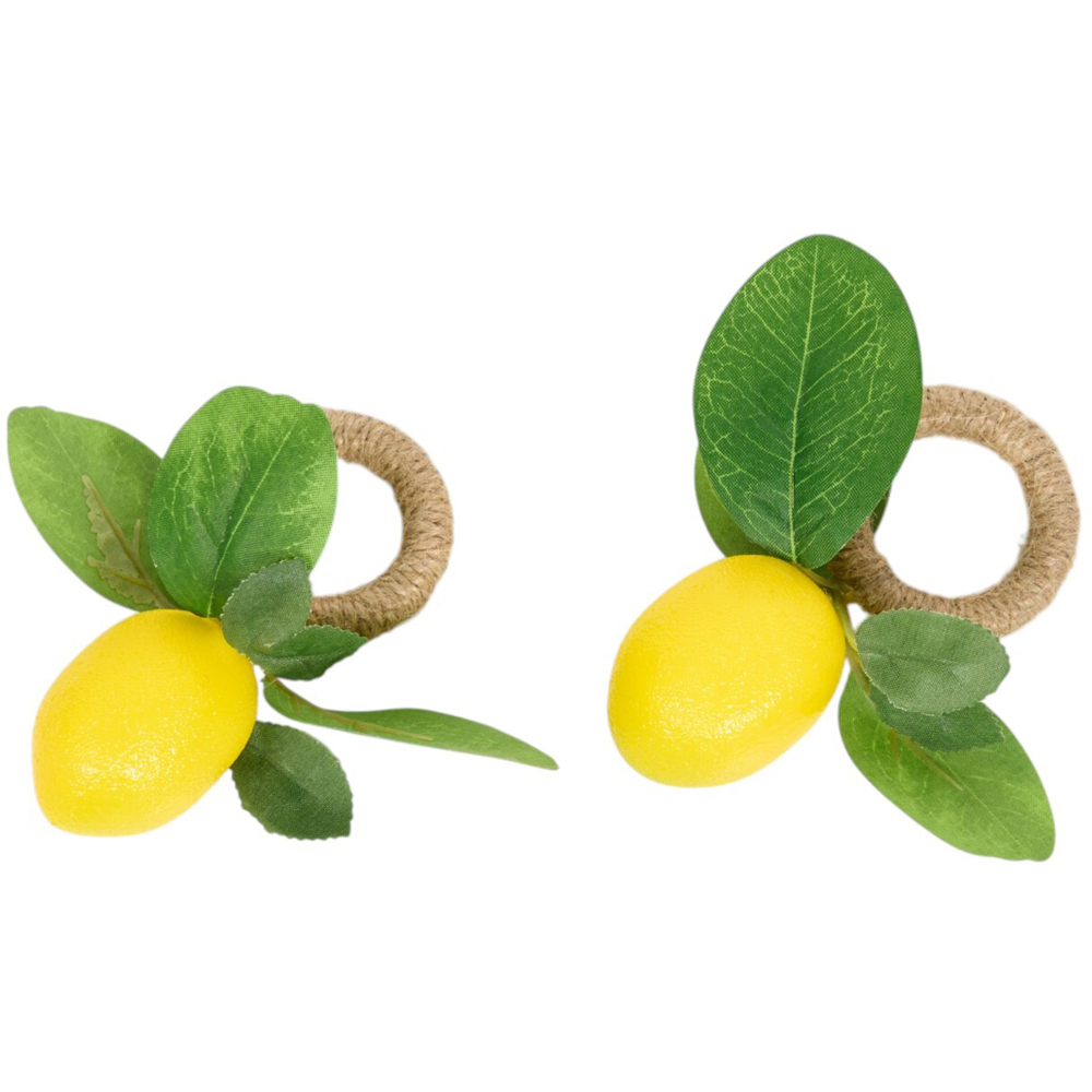 Pack of 2 Lemon Napkin Rings Yellow Image 2