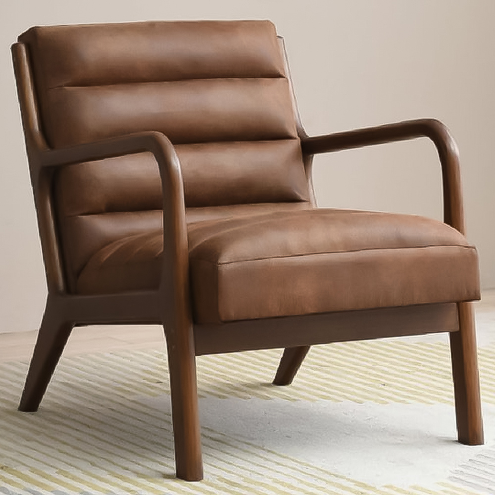 Otis Brown Ribbed PU Chair Image 1