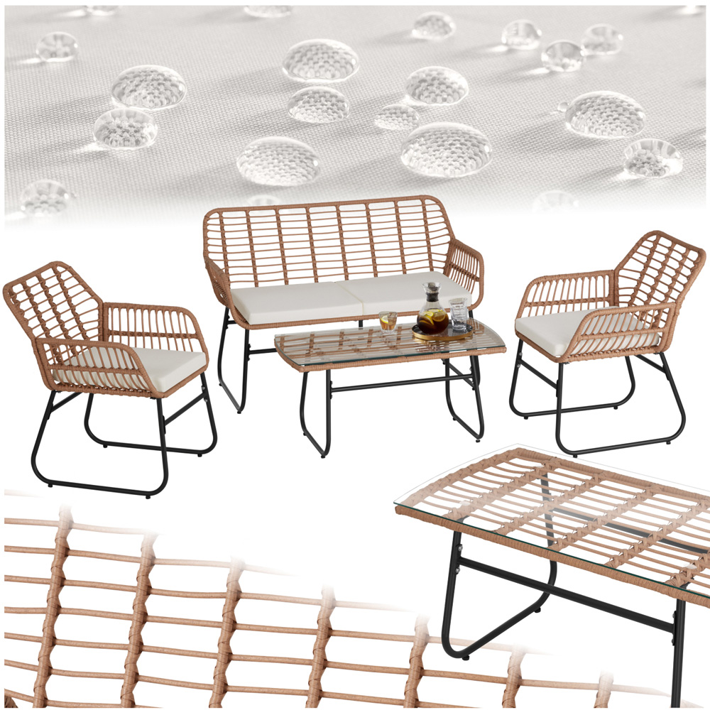tectake Molfetta 4 Seater XL Brown Weather Safe Garden Furniture Set Image 2