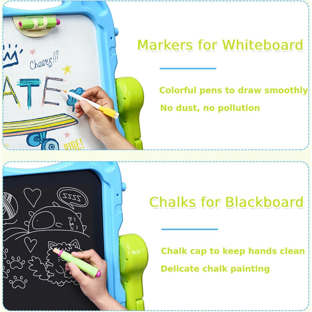 Costway Kids Blue Double Sided Magnetic Art Easel Image 4