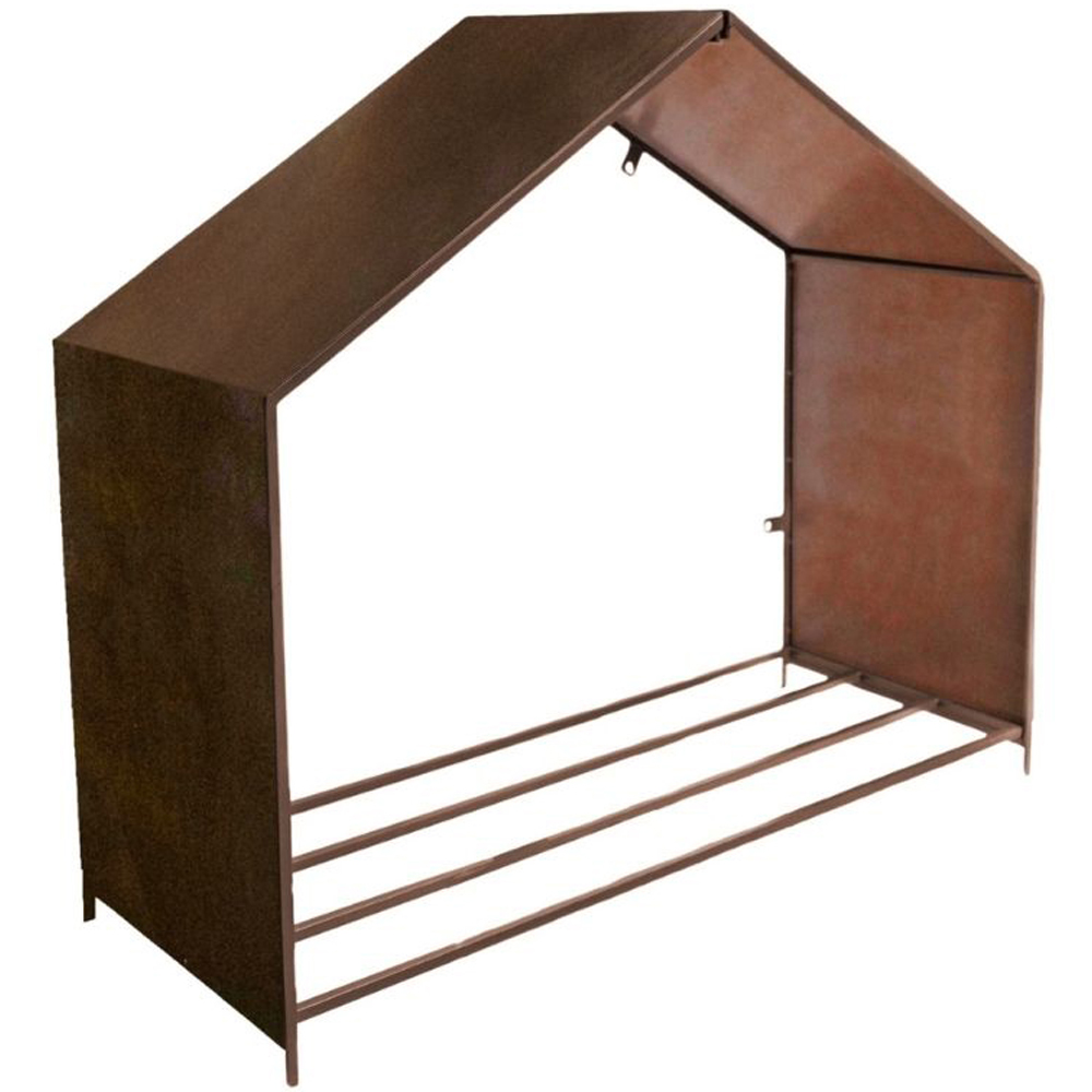 Ivyline Rust House Shape Garden Log Storage 88 x 100cm Image 1