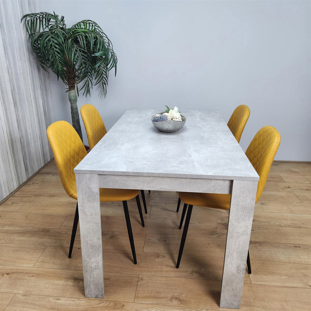 Portland 4 Seater Dining Set Stone Grey Effect and Mustard Image 3