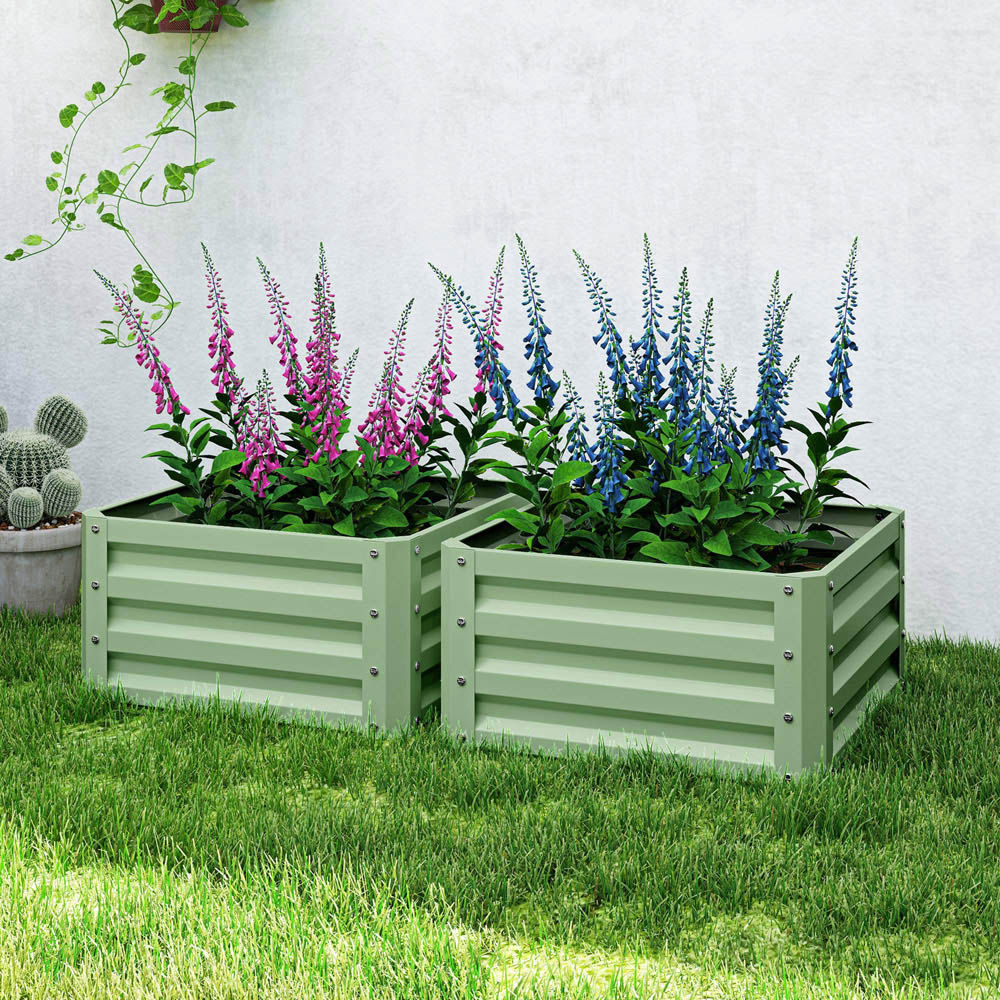 Outsunny Light Green Galvanised Raised Garden Bed 2 Pack 60 x 60cm Image 5