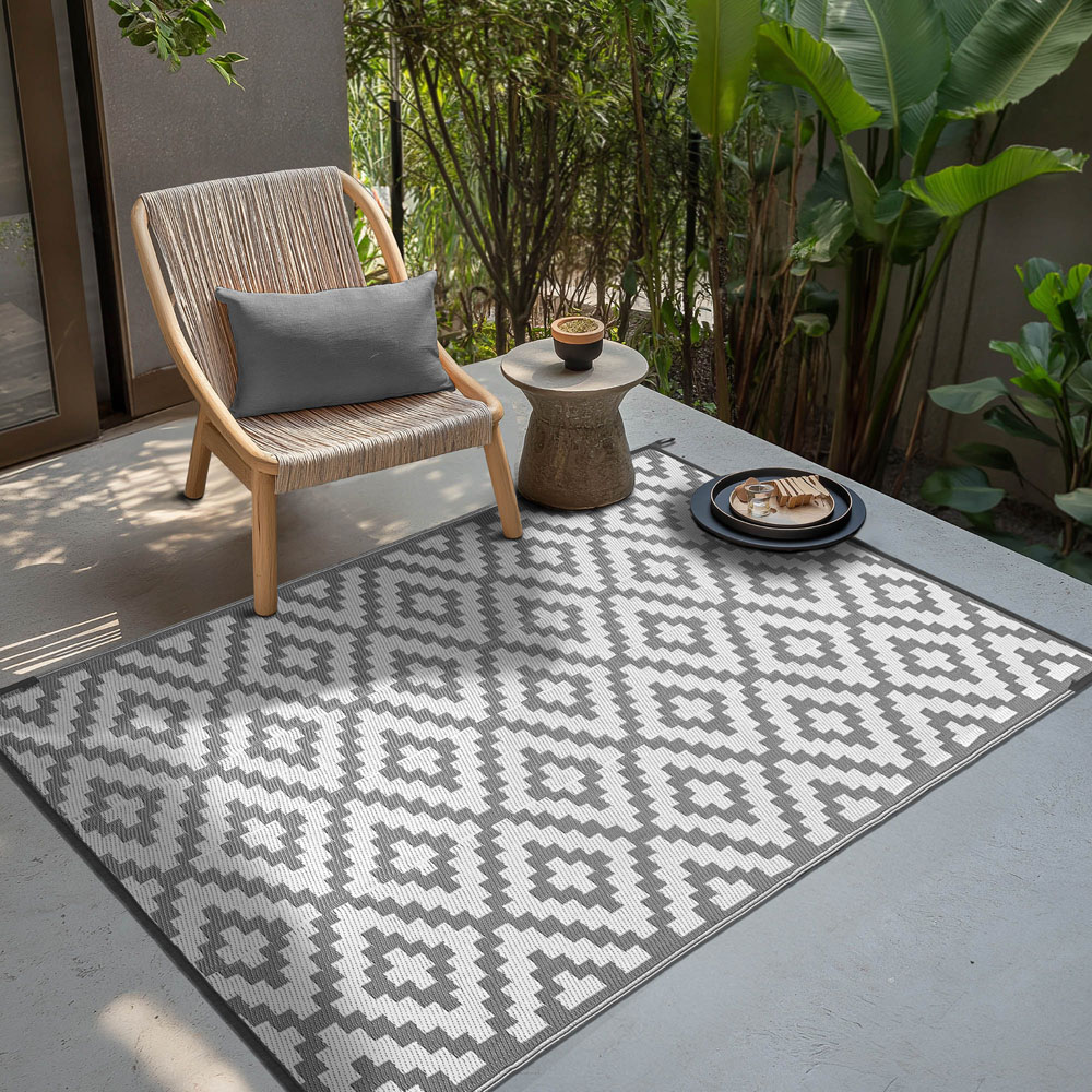 Green Decore Bliss Camping and Picnic Grey and White Rug 270 x 360cm 2 Pack Image 7