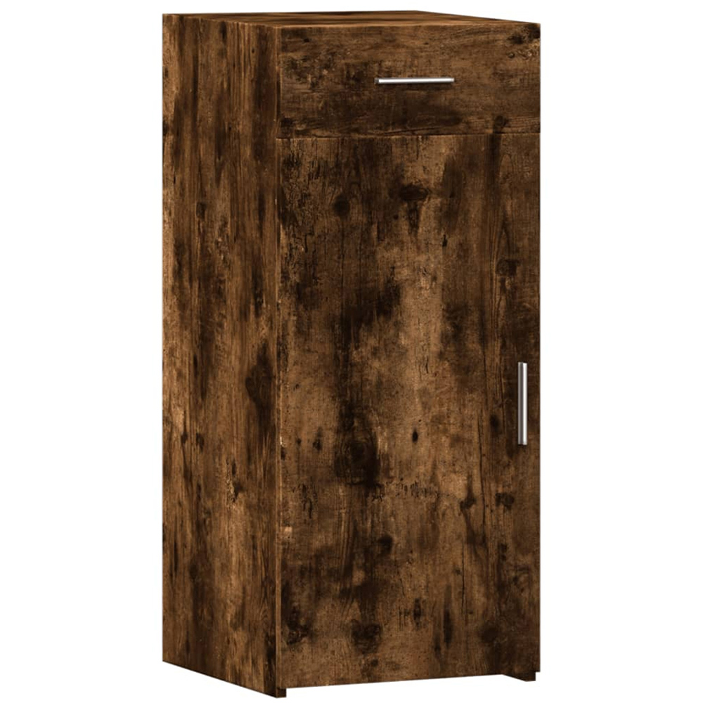 vidaXL Single Door Single Drawer Smoked Oak Sideboard Image 2