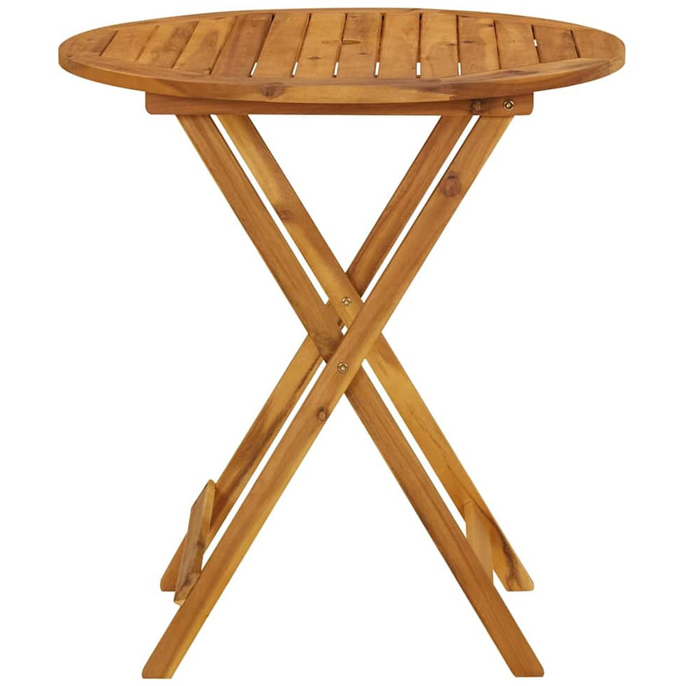 Walplus 2 Seater Natural Solid Acacia Wood Round Foldable Garden Table Image 4