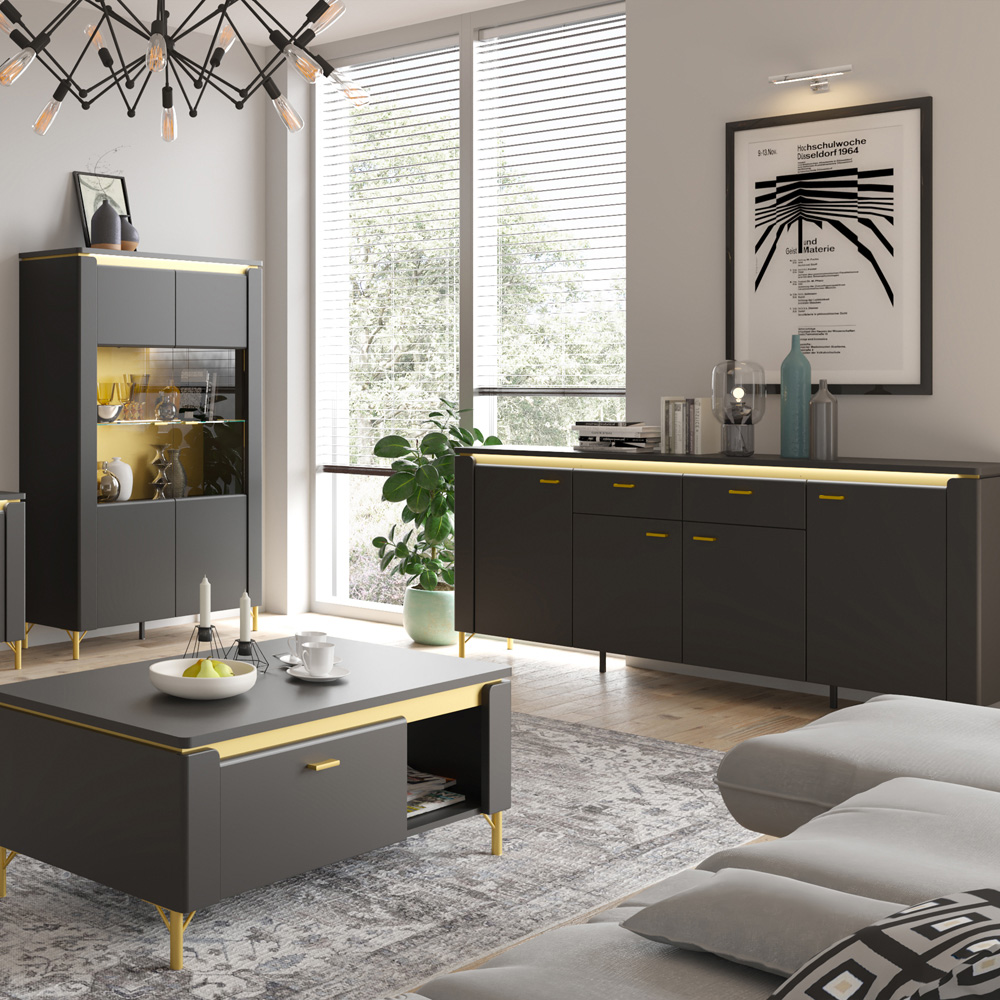 Furniture To Go Genoa 4 Door 2 Drawer Black Sideboard Image 5