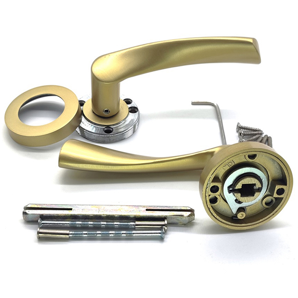 Spira Brass Mercury Satin Brass Lever Door Handle 2 Pack Image 3