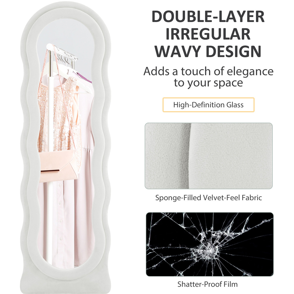 Portland White Velvet Frame Full Length Mirror 160 x 50cm Image 7