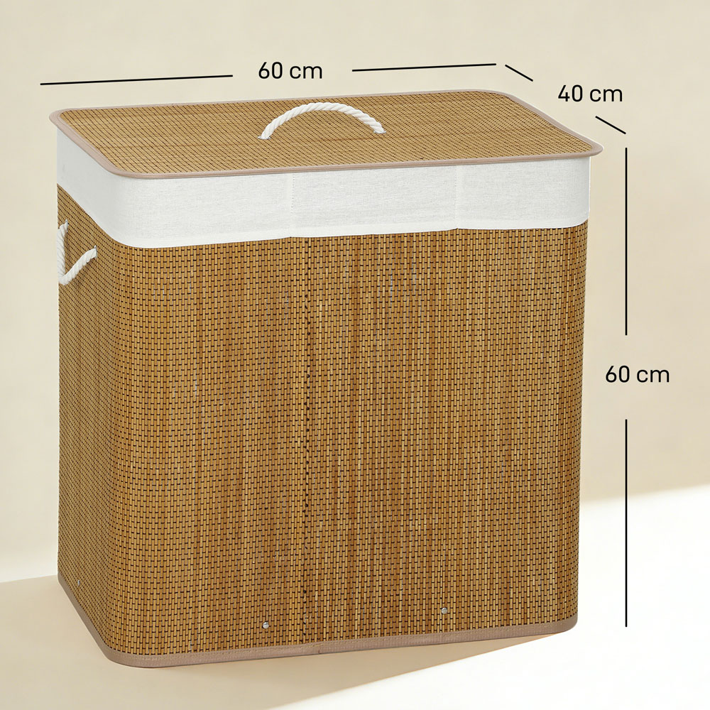 HOMCOM Brown Laundry Basket with Lid 144L Image 9