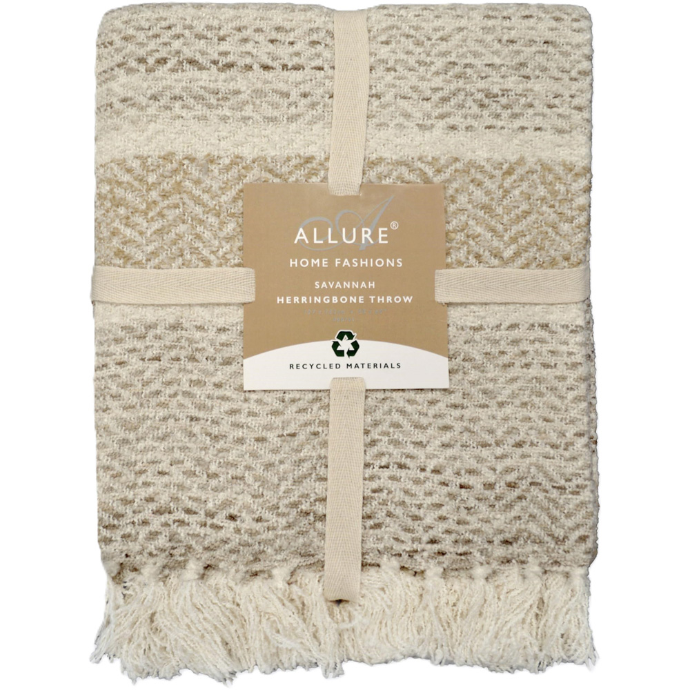 Allure Home Fashions Herringbone Natural Throw Blanket 125 x 150cm Image 1