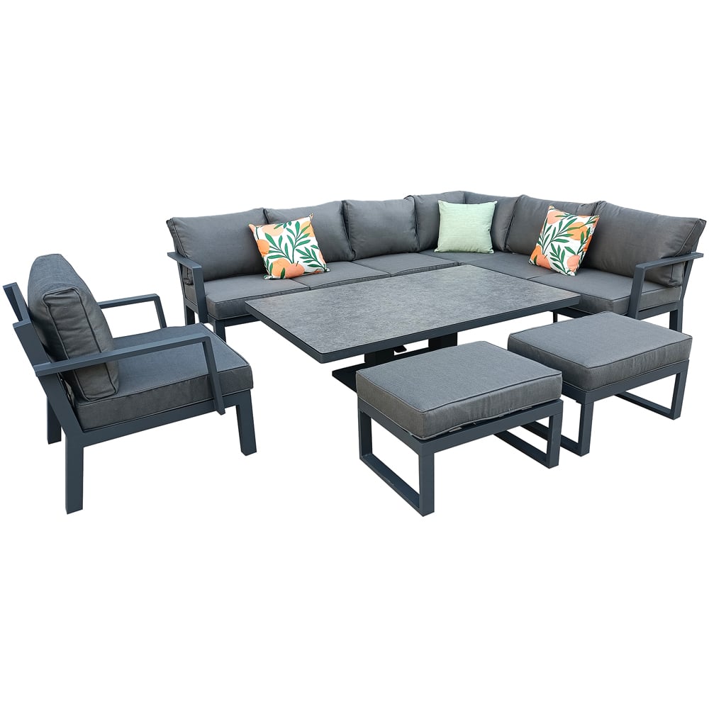 Furniture One 9 Seater Aluminium Garden Dining Rising Table Set Image 3