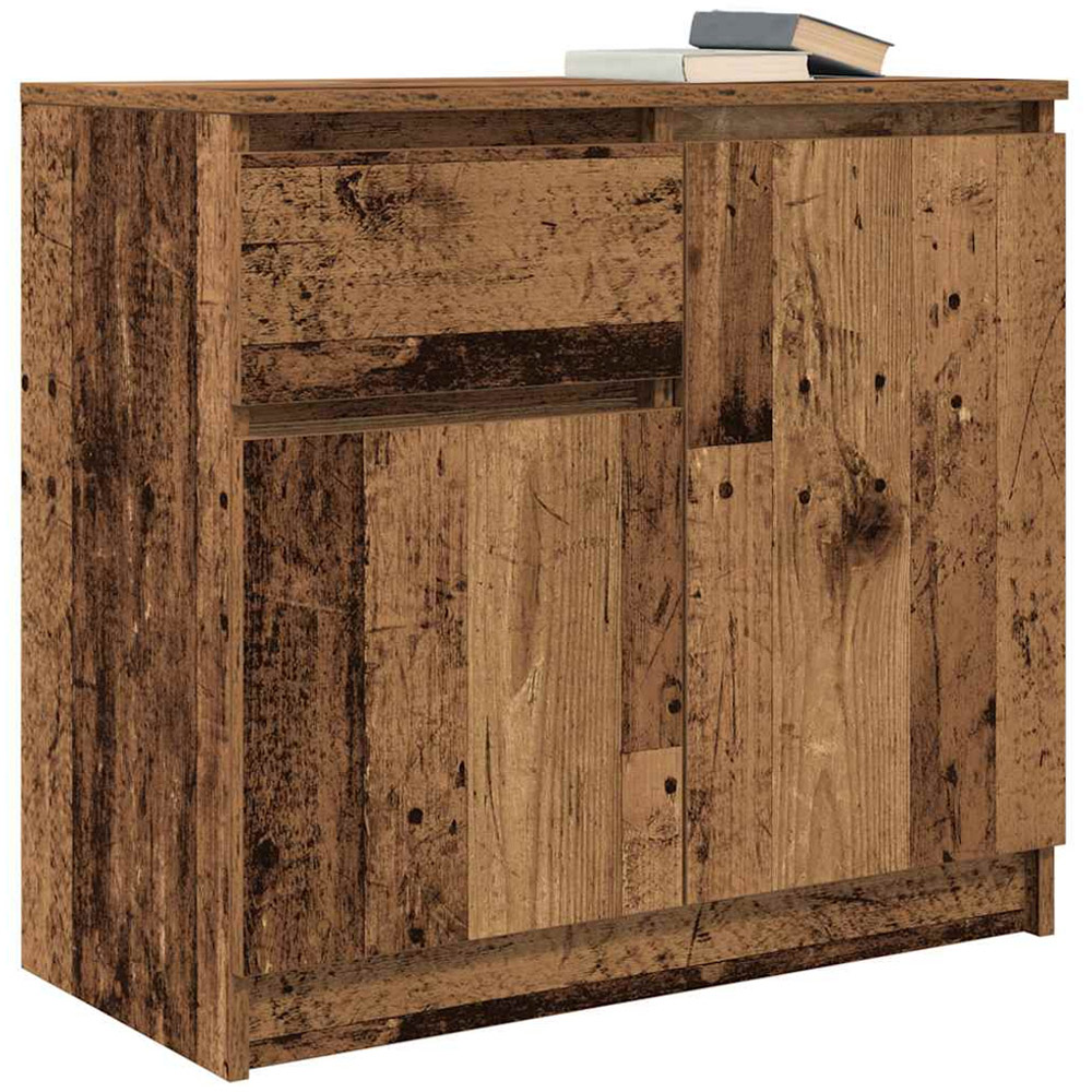 vidaXL 2 Door Single Drawer Old Wood Sideboard Image 4