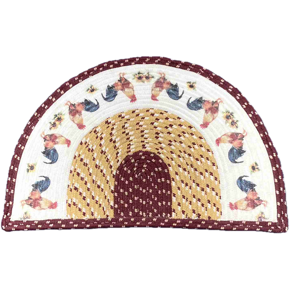 Avilo Multicolour Rooster Half-Moon Braided Rug 76.2 x 50.8cm Image 1