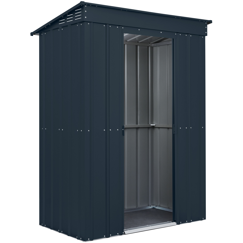 Globel 5 x 3ft 2 Door Grey Metal Pent Garden Shed Image 2