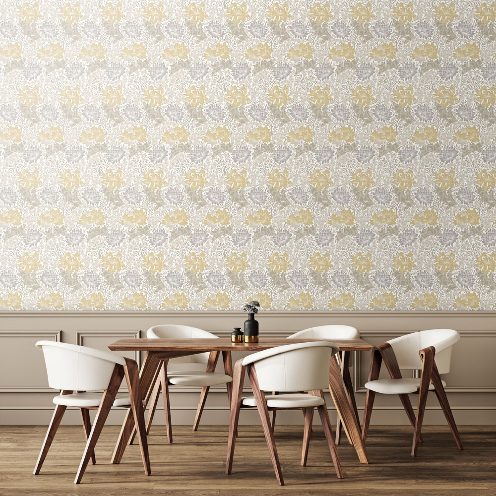 Hoopla Walls Chrysanthemum Natural Stone Non Woven Wallpaper Image 2