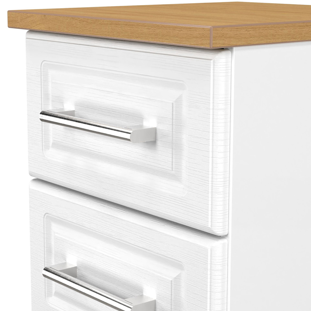 Crowndale Kent 2 Drawer White Ash and Modern Oak Compact Bedside Cabinet Ready Assembled Image 5