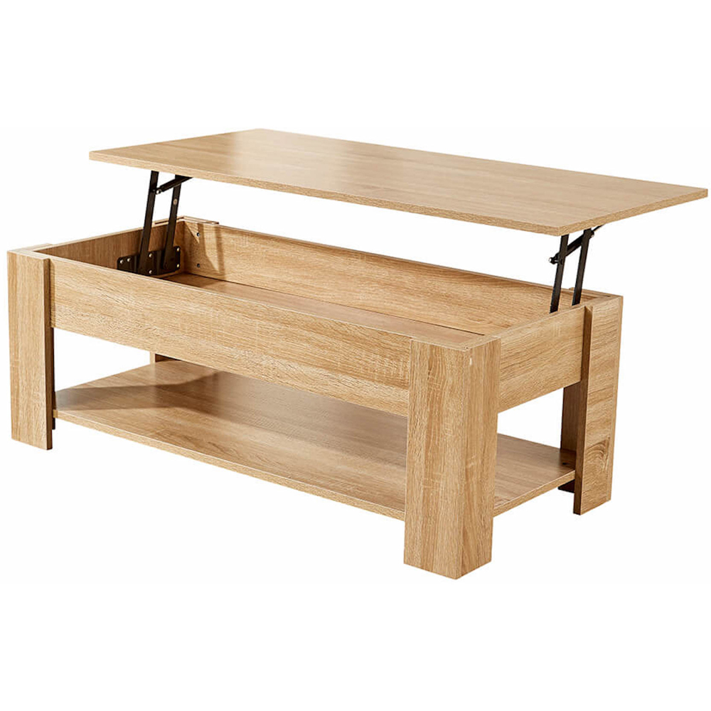 Home Source Orlando Single Shelf Natural Lift Up Storage Coffee Table Image 3