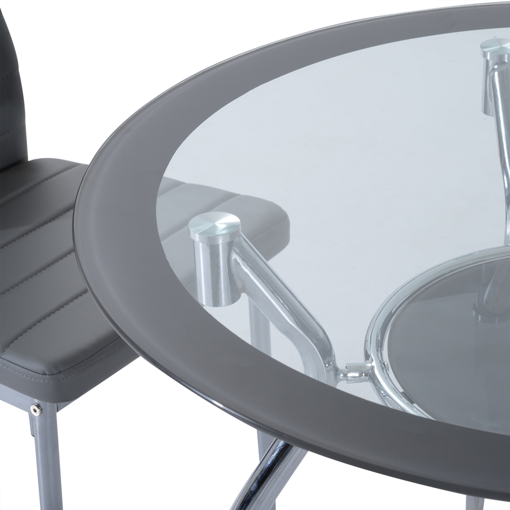 HOMCOM 4 Seater Round Dining Table Set Grey Image 4