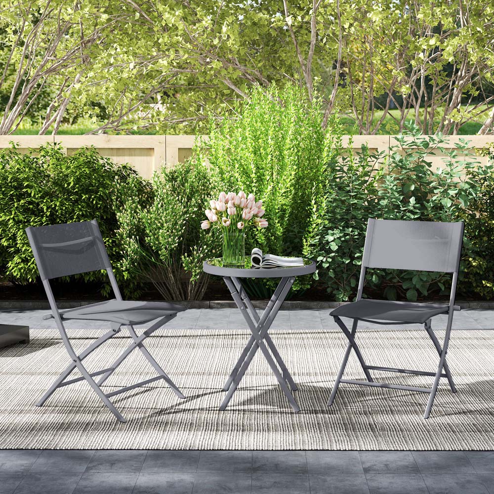 Outsunny 2 Seater Glass Top Bistro Set Grey Image 3