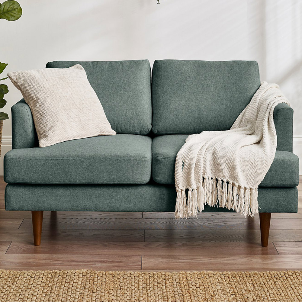 Furniturebox Flora 2 Seater Green Fabric Recycled Sofa Image 1