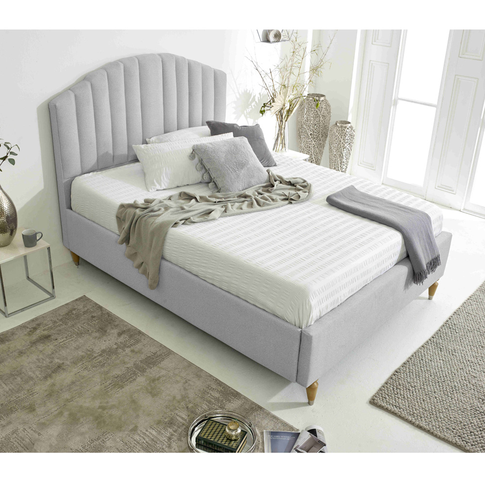 Eleganza Henrik Small Double Silver Arlington Fabric Bed Frame with Curved Headboard Image 7