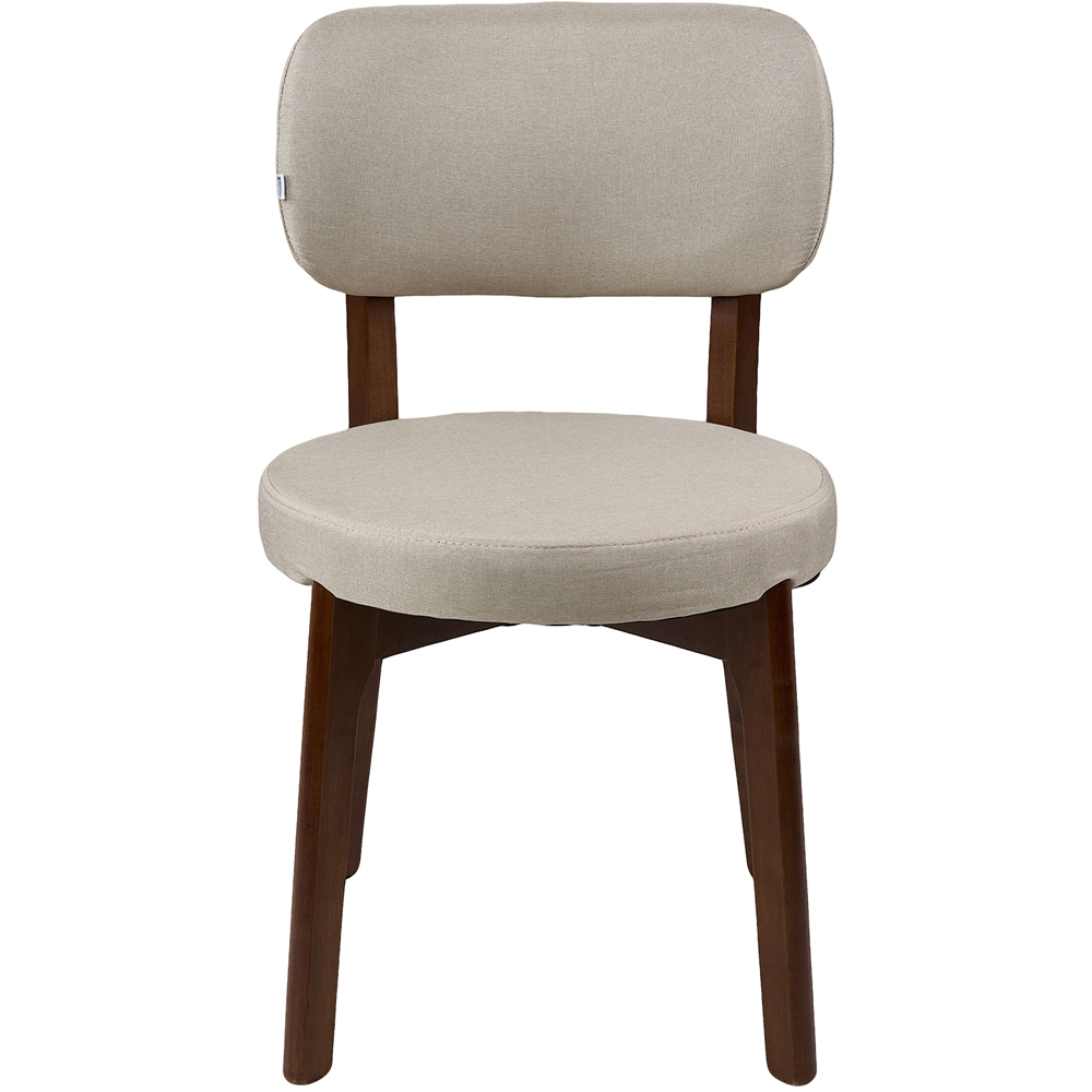 Living and Home Set of 2 Beige Linen-Effect Fabric Upholstered Rubberwood Dining Chairs Image 2