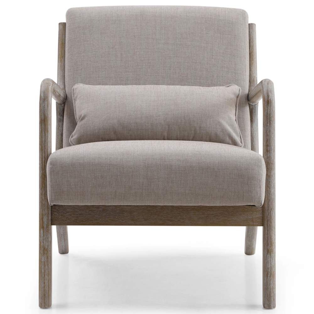 Otis Oatmeal Linen Light Frame Static Armchair with Bolster Cushion Image 2