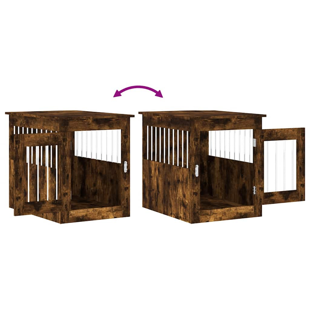 vidaXL Smoked Oak Processed Wood Dog Crate Furniture 55 x 75 x 65cm Image 9