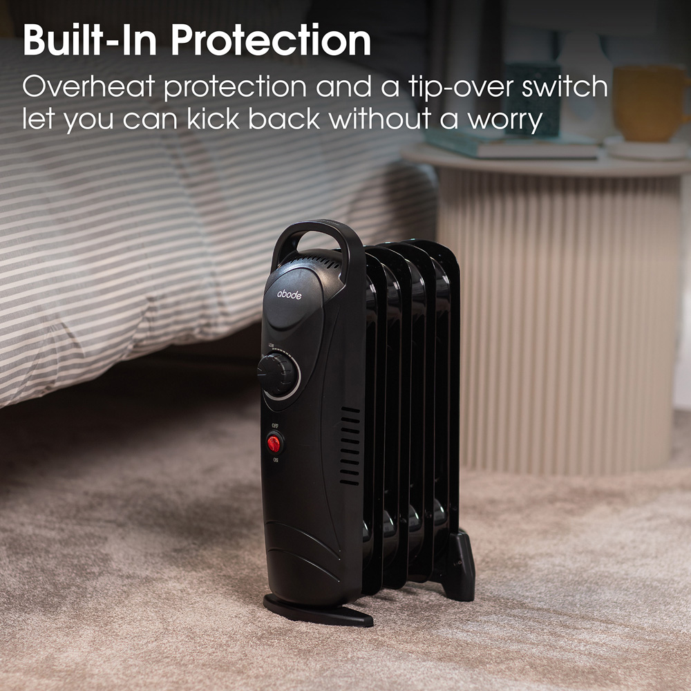 Abode AOFR5001B Black 5-Fin Oil Filled Radiator 650W Image 6