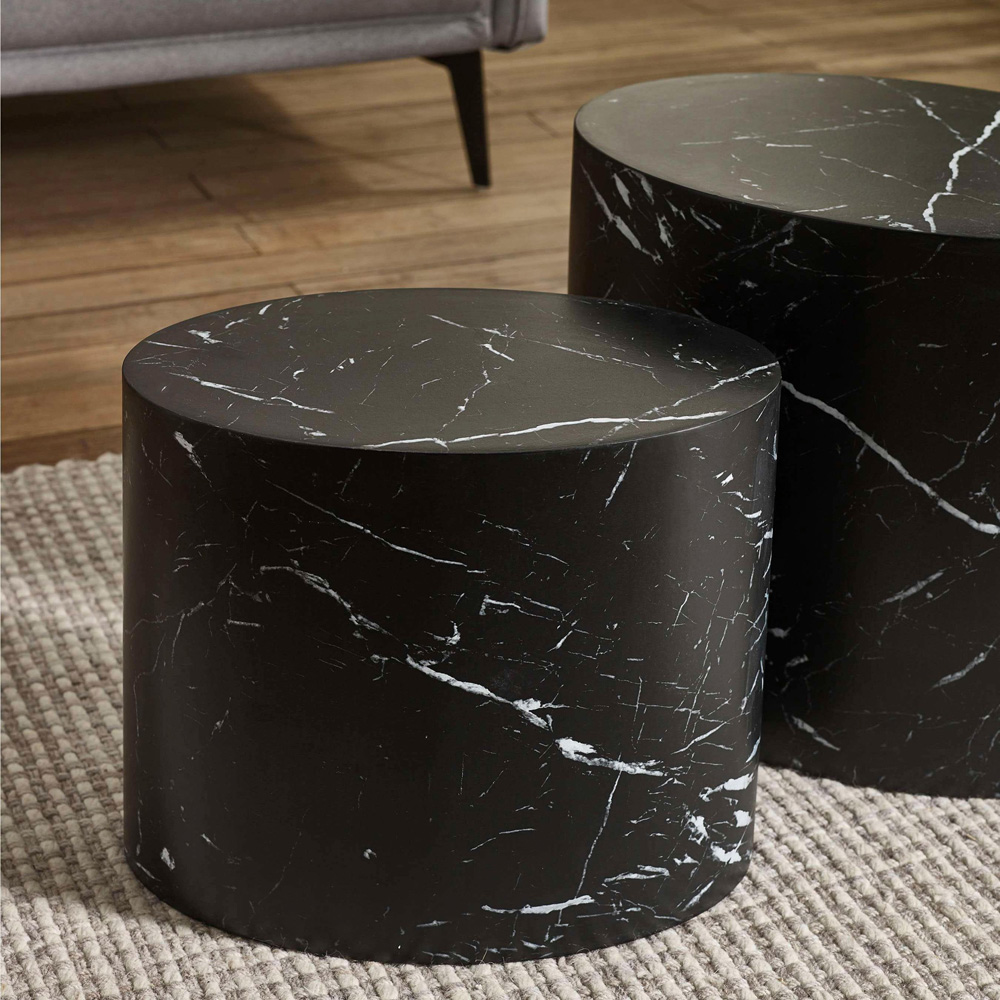 Julian Bowen Toba Black Marble Effect Nest of Tables Set of 2 Image 7