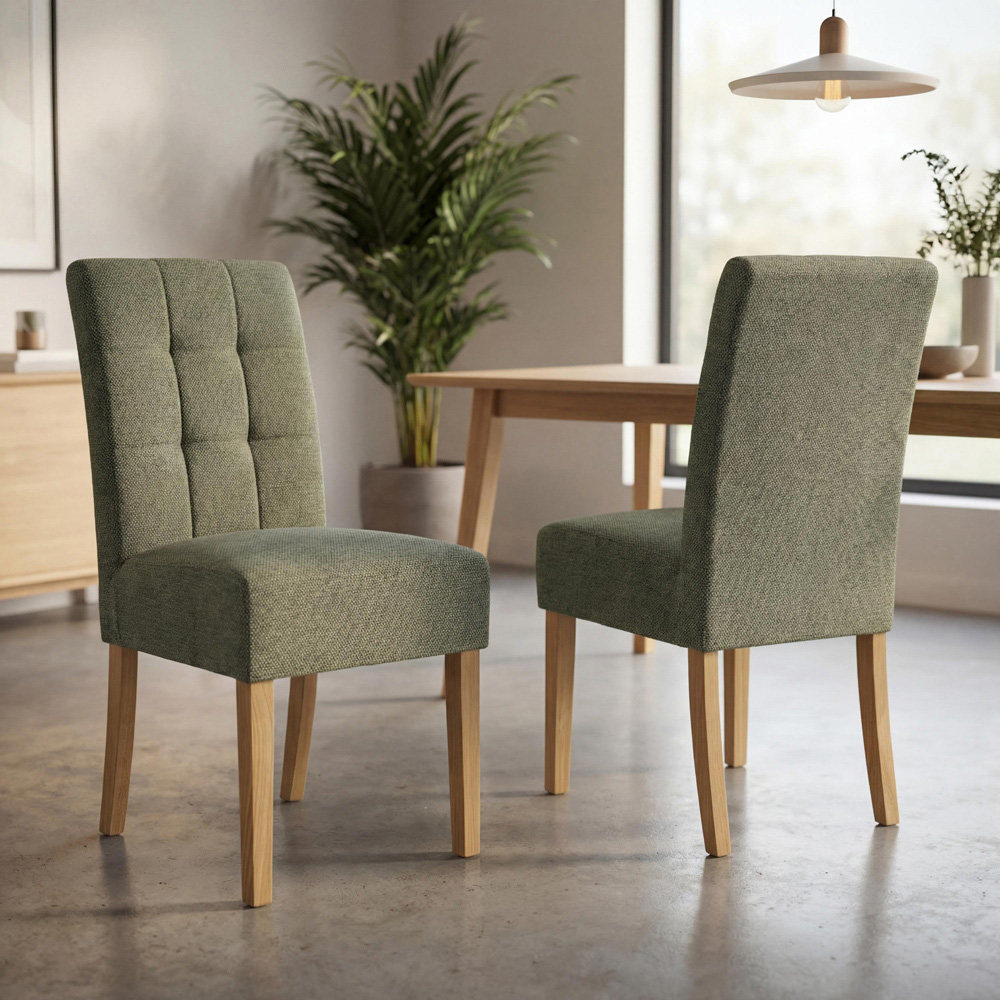 Portland Harlow Olive Weave White Legs Waffle Back Dining Chair Image 9