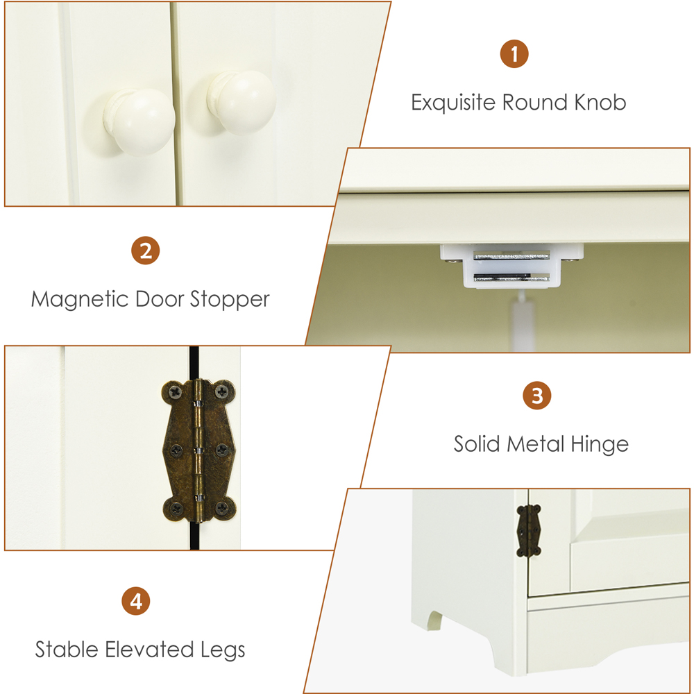 Costway 4 Door White Antique Storage Cabinet Image 6