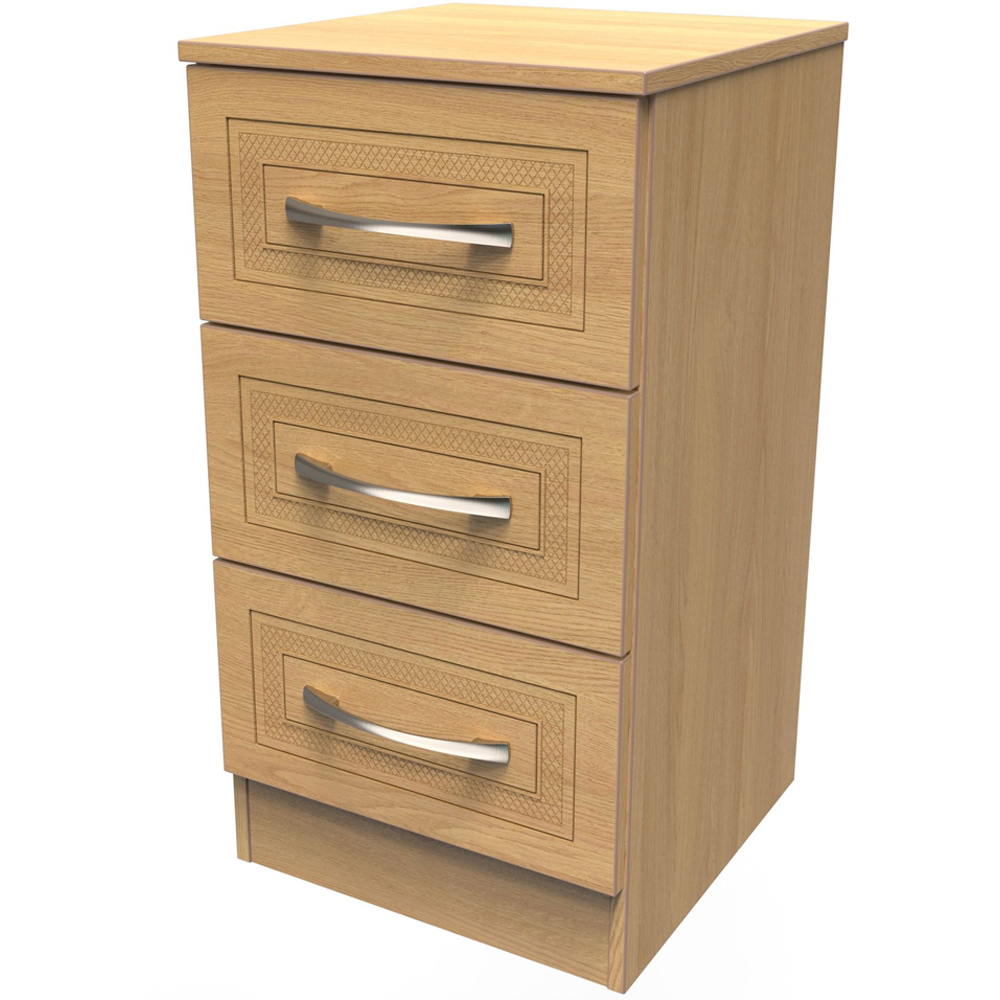 Crowndale Dorset 3 Drawer Modern Oak Bedside Table with Wireless Charging Ready Assembled Image 2